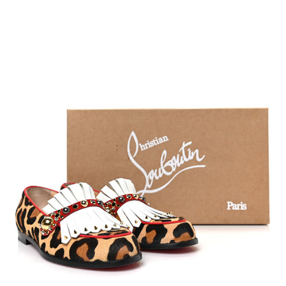 Christian Louboutin Pony Hair Leopard Print Octavian Bolla Flat Loafer 36.5 Brown White Multicolor 8 of 8