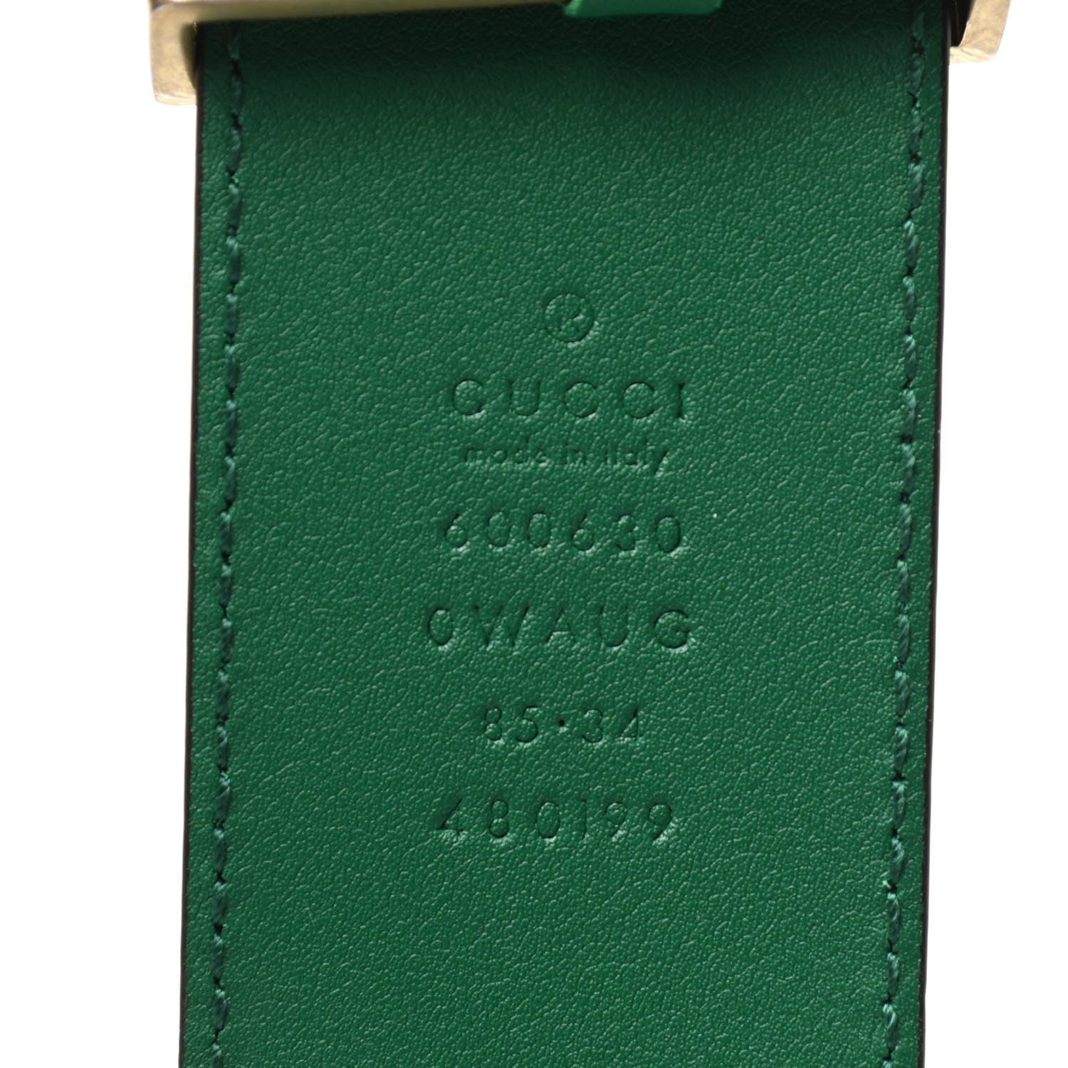 Gucci Calfskin Ceramic Glass Double G 40mm Belt 85 34 Emerald Multicolor 5 of 5