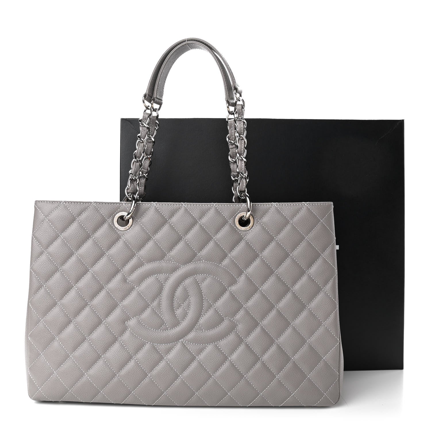 Chanel Caviar Quilted XL Grand Shopping Tote GST Light Grey 11 of 11
