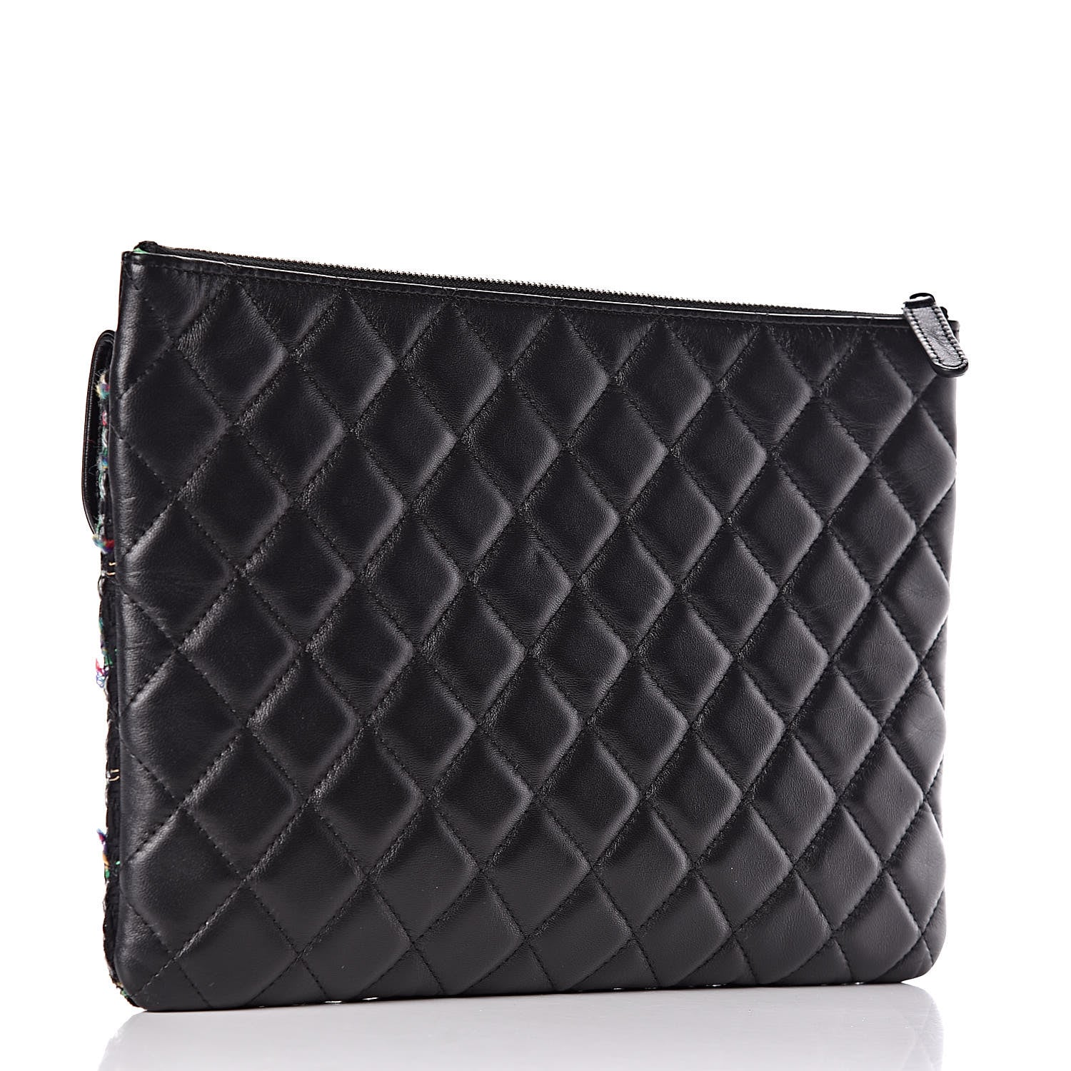 Chanel Lambskin Tweed Quilted Medium Flap Cosmetic Case Multicolor Black 3 of 7