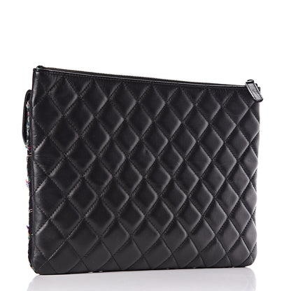 Chanel Lambskin Tweed Quilted Medium Flap Cosmetic Case Multicolor Black 3 of 7