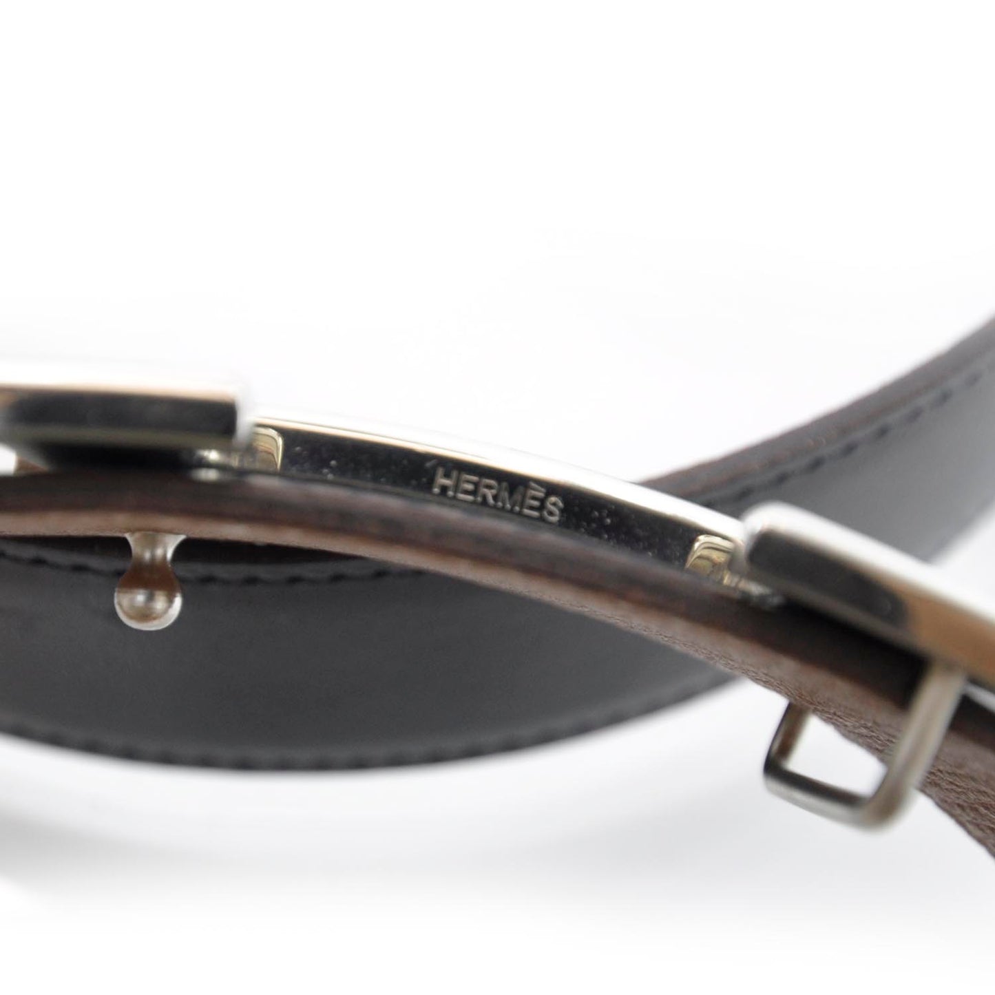 Leather Reversible H Belt 90 Black Gold