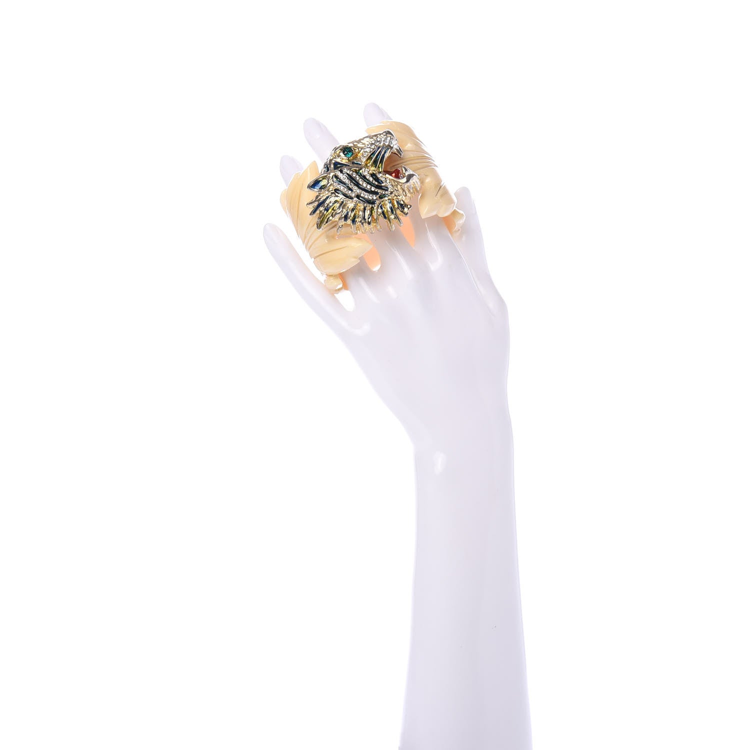 Gucci Metal Resin Rajah Leaf Bracelet White 2 of 5