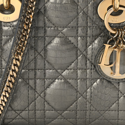 Christian Dior Metallic Snakeskin Cannage Mini Lady Dior Silver 8 of 14