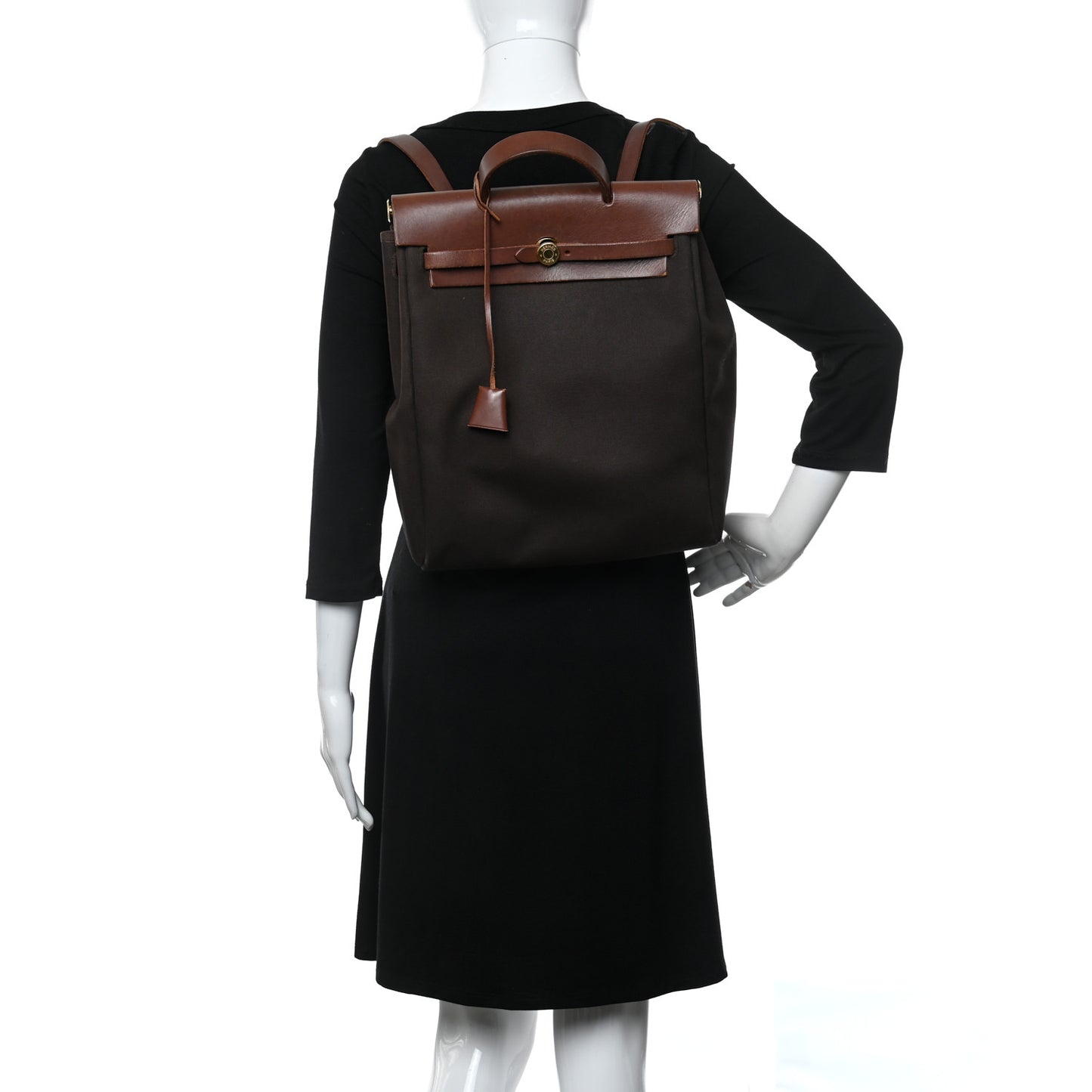 Toile Vache Calfskin Herbag 30 PM Backpack Havane