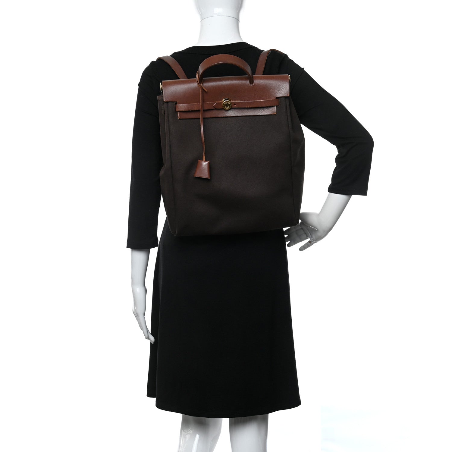 Hermes Toile Vache Calfskin Herbag 30 PM Backpack Havane 2 of 12