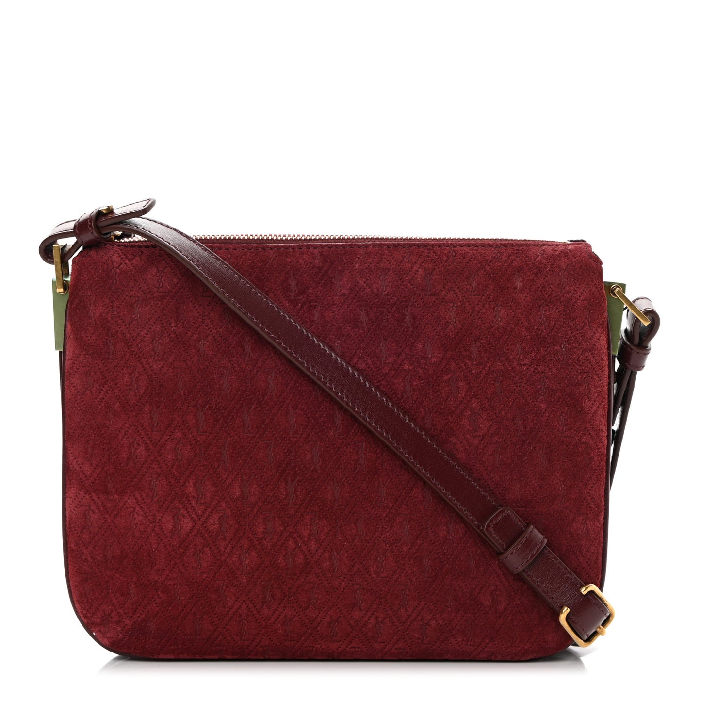 Suede All-Over Monogram Crossbody Burgundy
