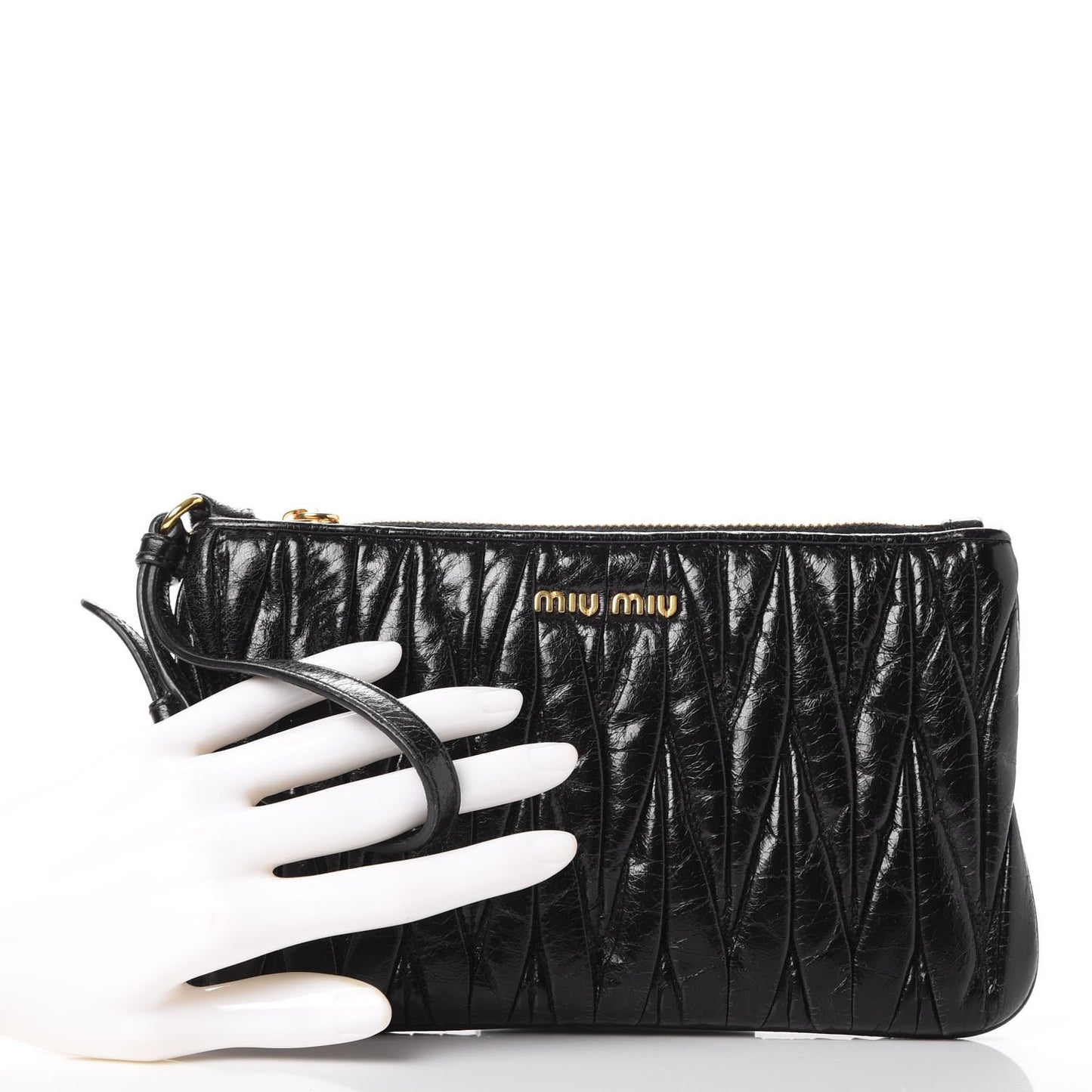 Nappa Lux Matelasse Wristlet Black