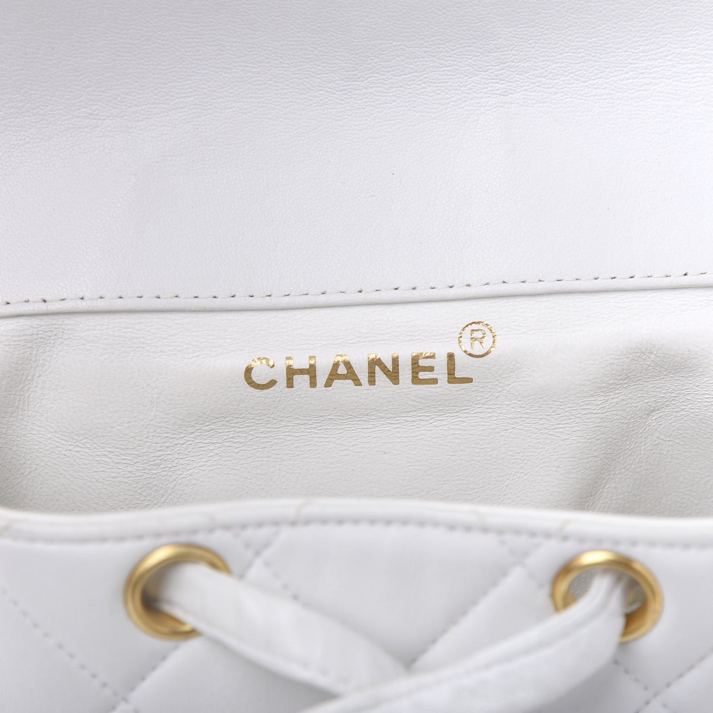 Lambskin Quilted Backpack White