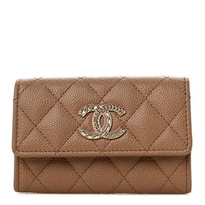 Chanel Caviar Quilted Multi Chain CC Flap Card Holder Beige 1 of 8