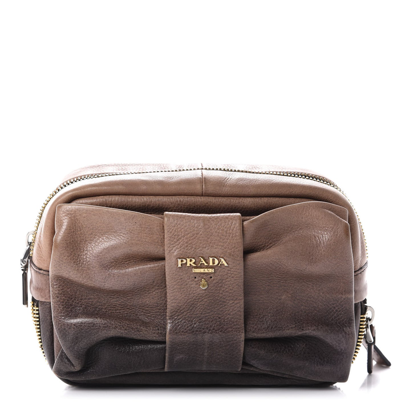 Glace Calfskin Zippers Bow Clutch Ardesia Nudo