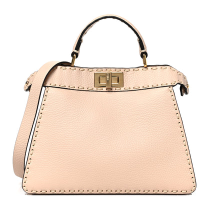 Fendi Vitello Granato Camoscio Selleria Macro Stitchings Small Peekaboo I SEE U Satchel Rosa Plaster 1 of 8