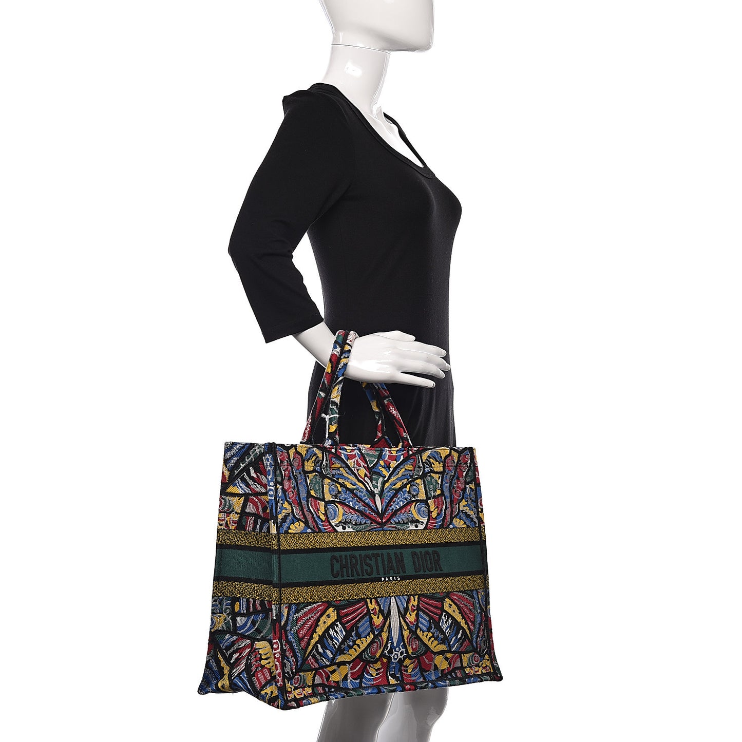Canvas Embroidered Butterfly Book Tote Black Multicolor