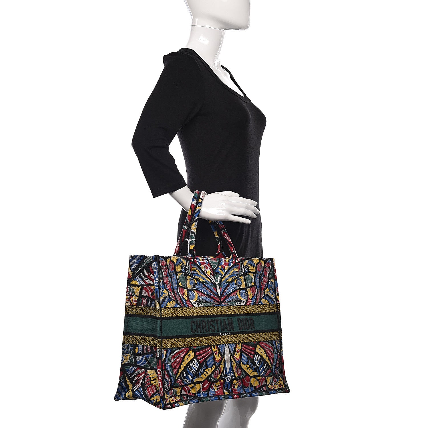 Christian Dior Canvas Embroidered Butterfly Book Tote Black Multicolor 2 of 10