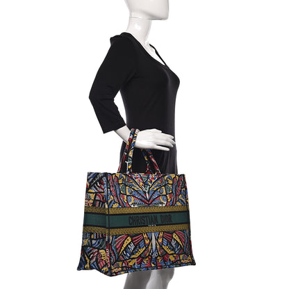 Christian Dior Canvas Embroidered Butterfly Book Tote Black Multicolor 2 of 10