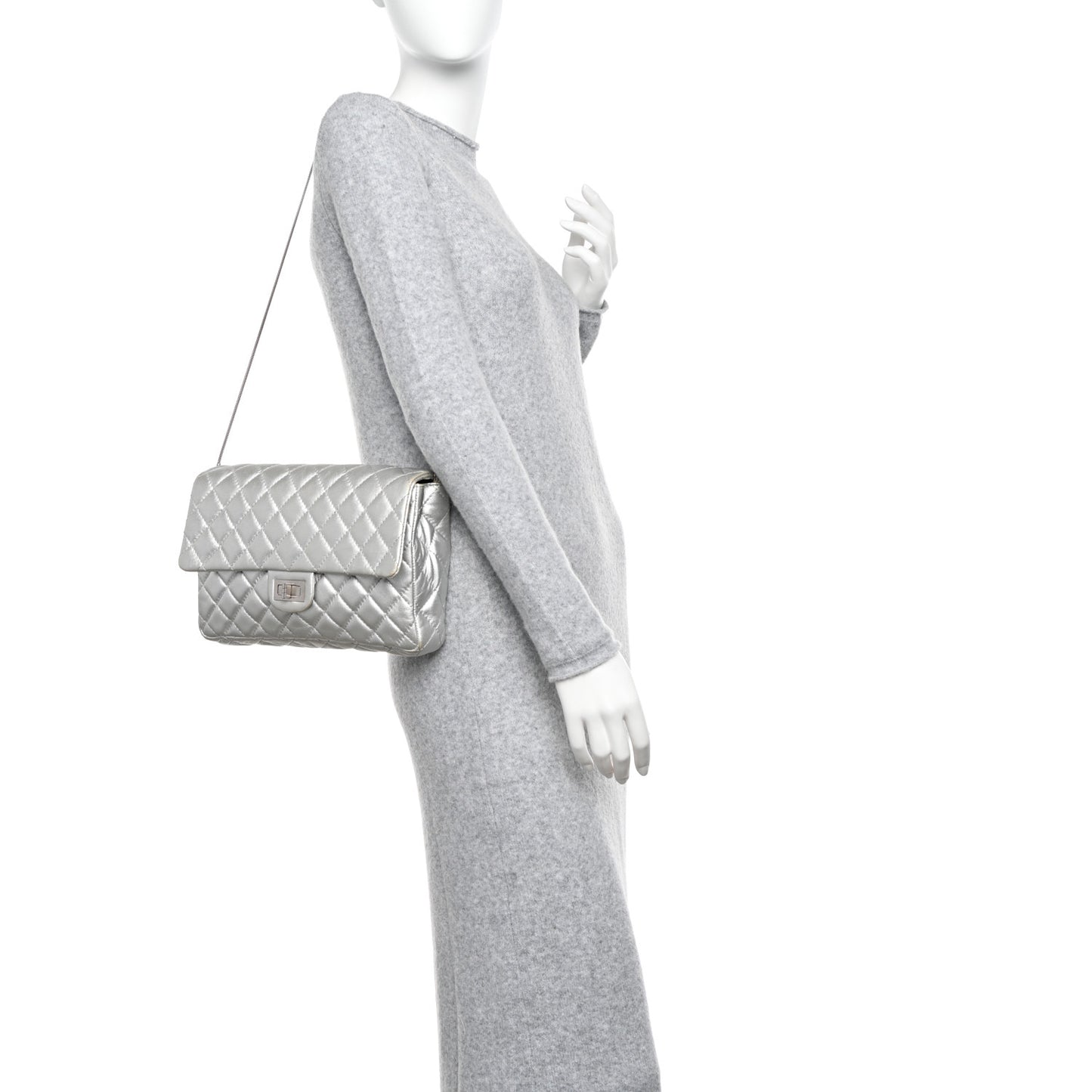Metallic Lambskin Quilted Snake Chain 2.55 Reissue Flap Silver