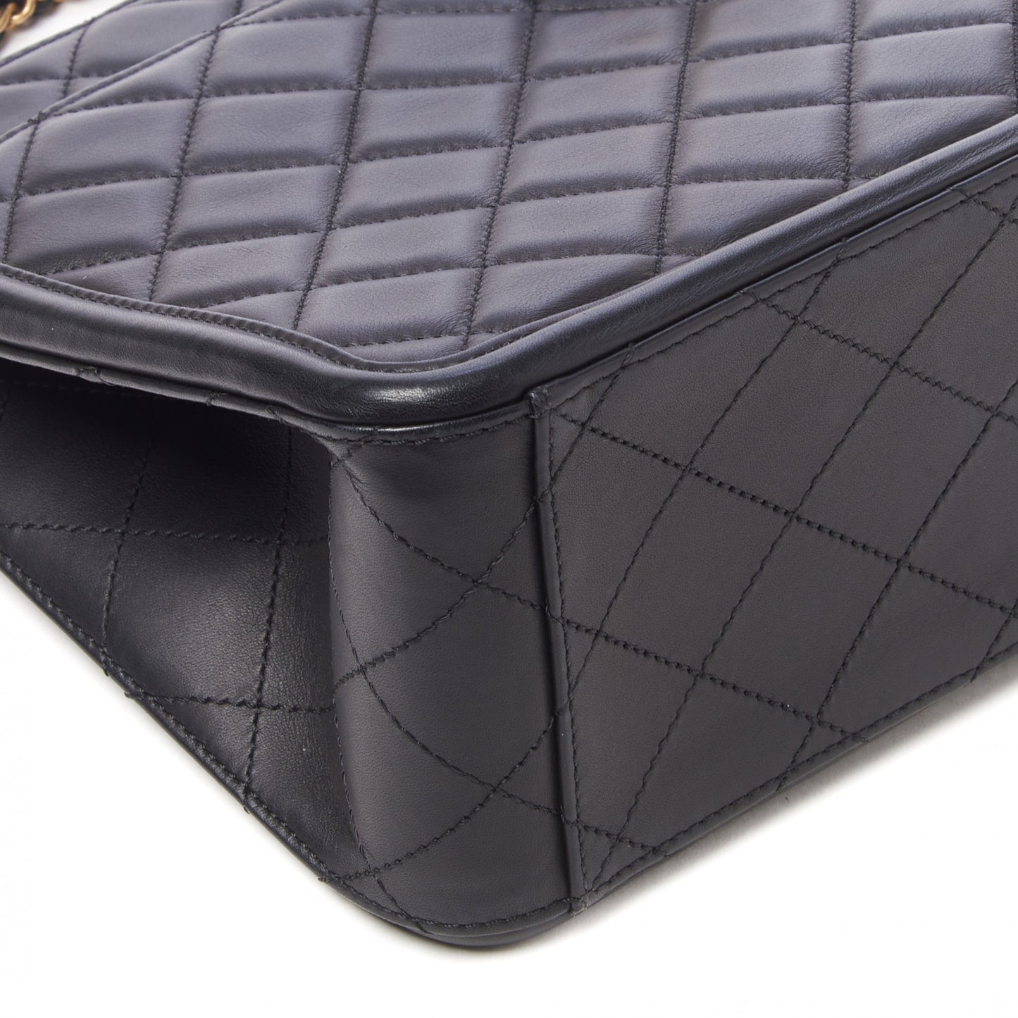 Lambskin Quilted Elegant CC Shopping Tote Black