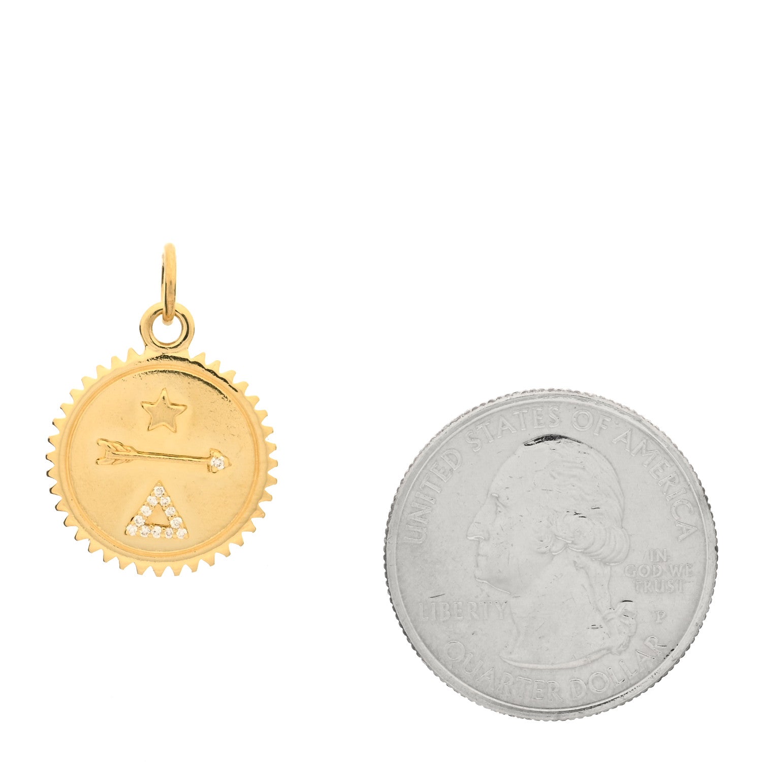 Foundrae 18K Yellow Gold Diamond Baby Dream Medallion Pendant 2 of 3