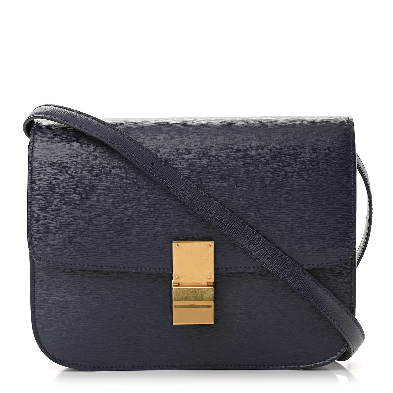 Celine Liege Calfskin Medium Classic Box Flap Bag Dark Blue 1 of 17