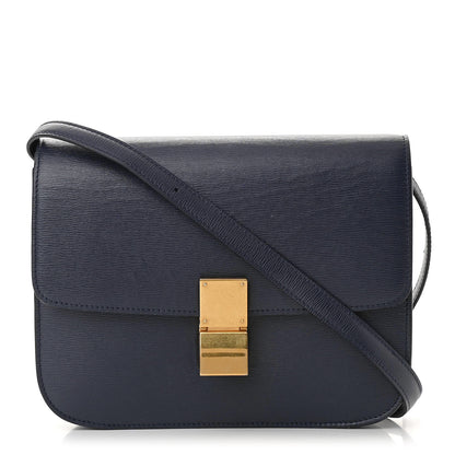 Celine Liege Calfskin Medium Classic Box Flap Bag Dark Blue 1 of 17