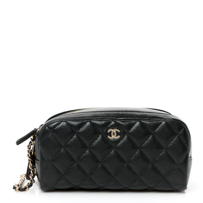 Chanel Caviar Quilted Toiletry Case With Chain Black 1 of 9