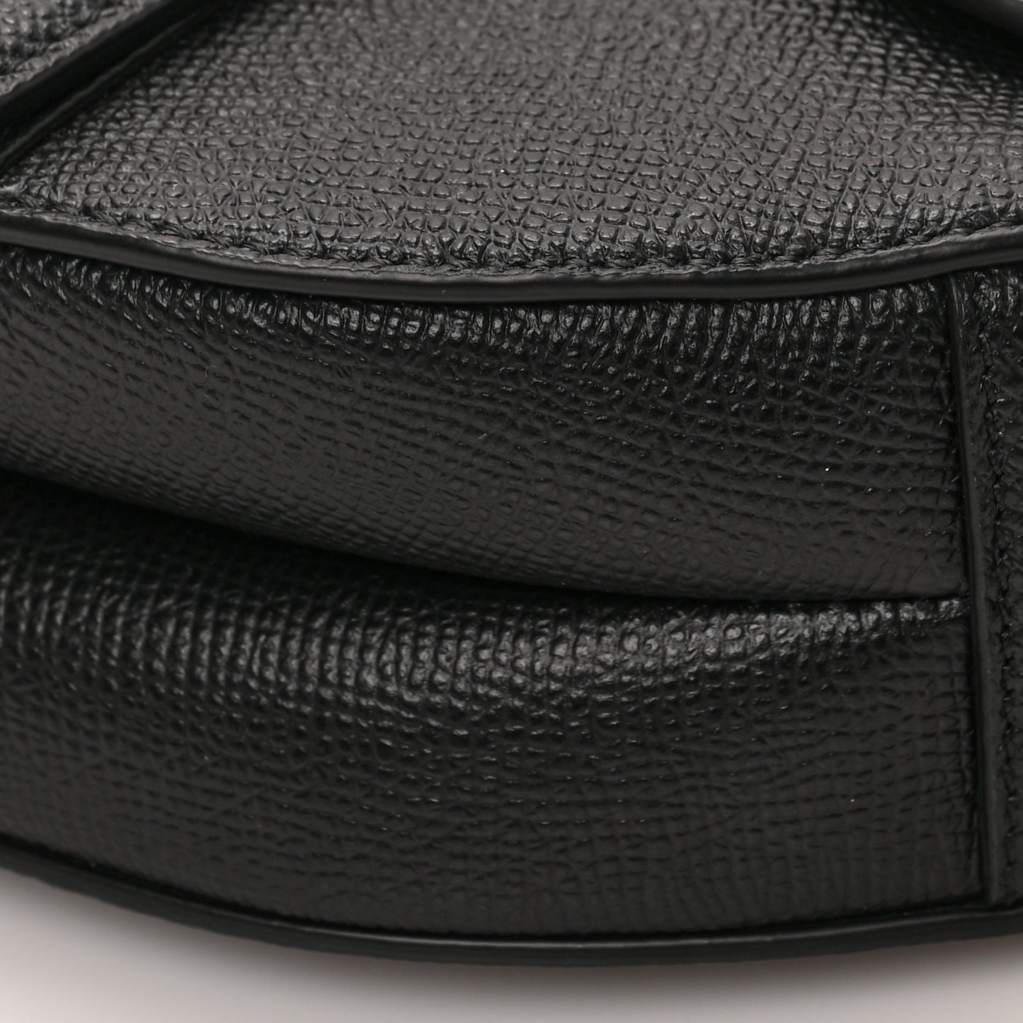 Grained Calfskin Mini Saddle Bag With Strap Black
