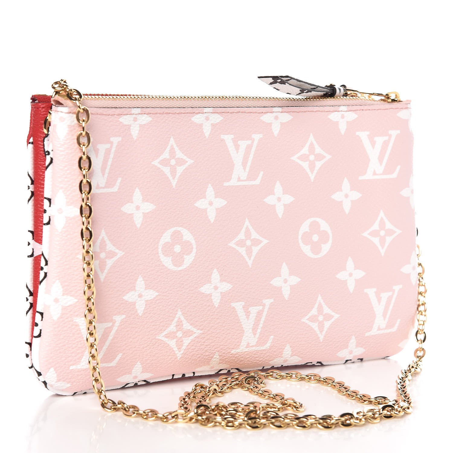 Louis Vuitton Monogram Giant Double Zip Pochette Rouge 3 of 8