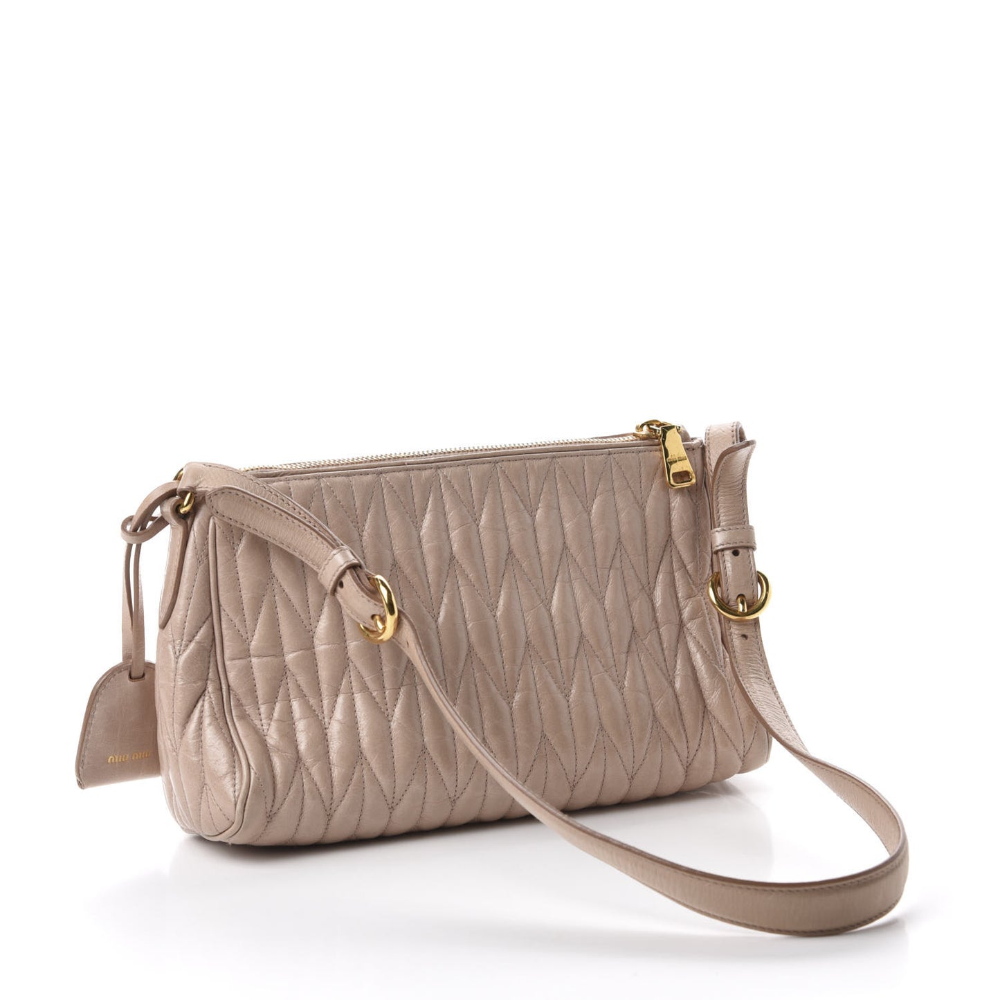 Nappa Matelasse Zip Shoulder Bag Cammeo