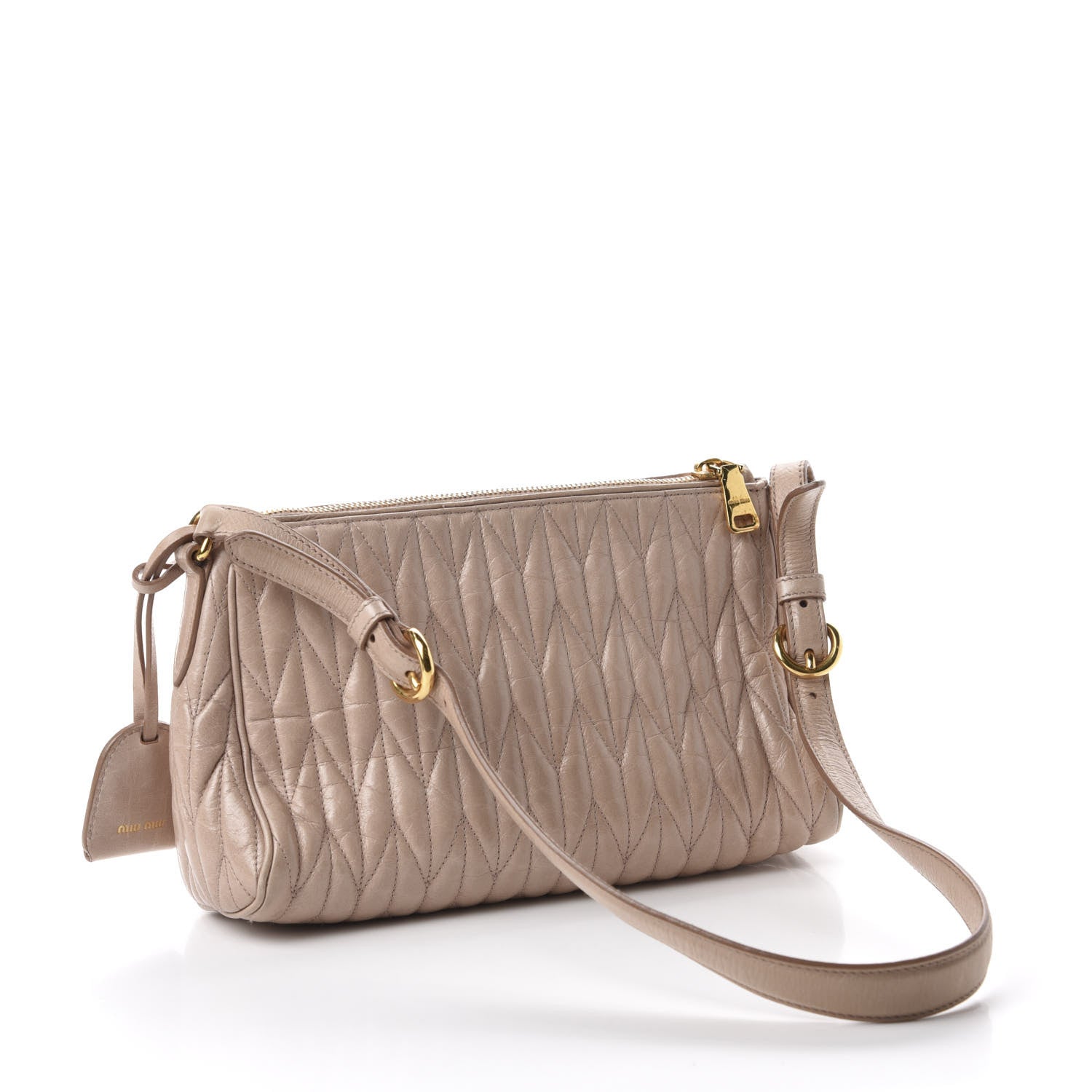 Miu Miu Nappa Matelasse Zip Shoulder Bag Cammeo 3 of 14