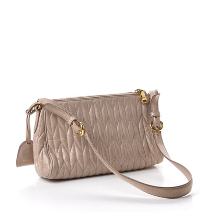 Miu Miu Nappa Matelasse Zip Shoulder Bag Cammeo 3 of 14