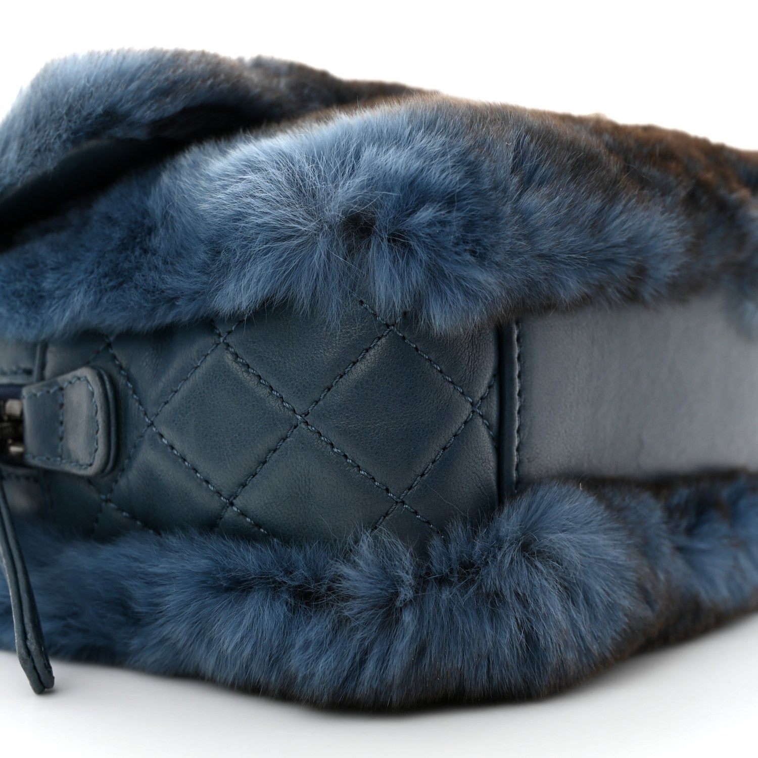 Chanel Rabbit Fur Medium Single Flap Navy Blue 9 of 12