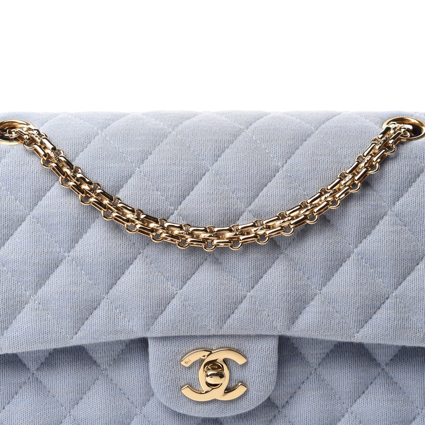Jersey Quilted Medium Double Flap Light Blue