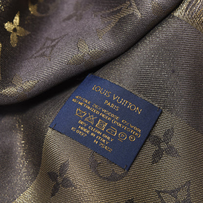 Louis Vuitton Silk Wool Monogram Shine Shawl Marron 3 of 3