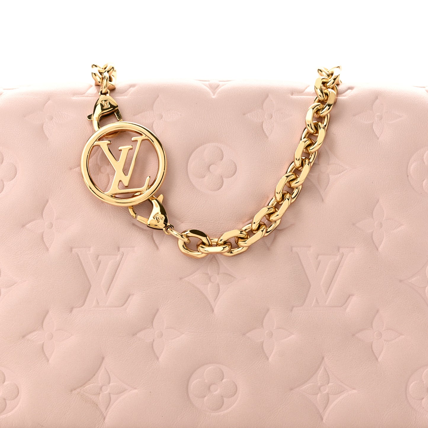 Lambskin Embossed Monogram Pochette Coussin Rose