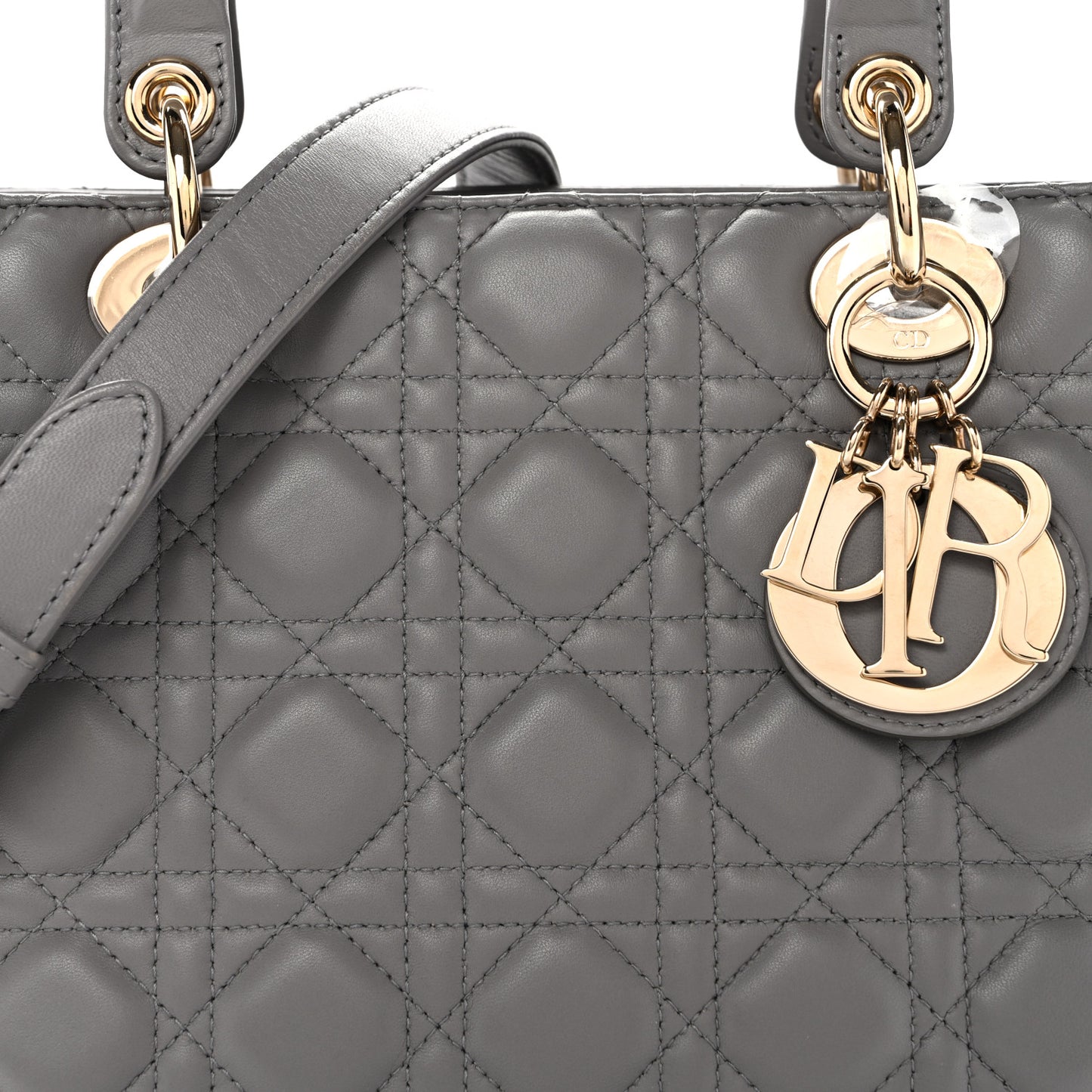 Lambskin Cannage Medium Lady Dior Grey