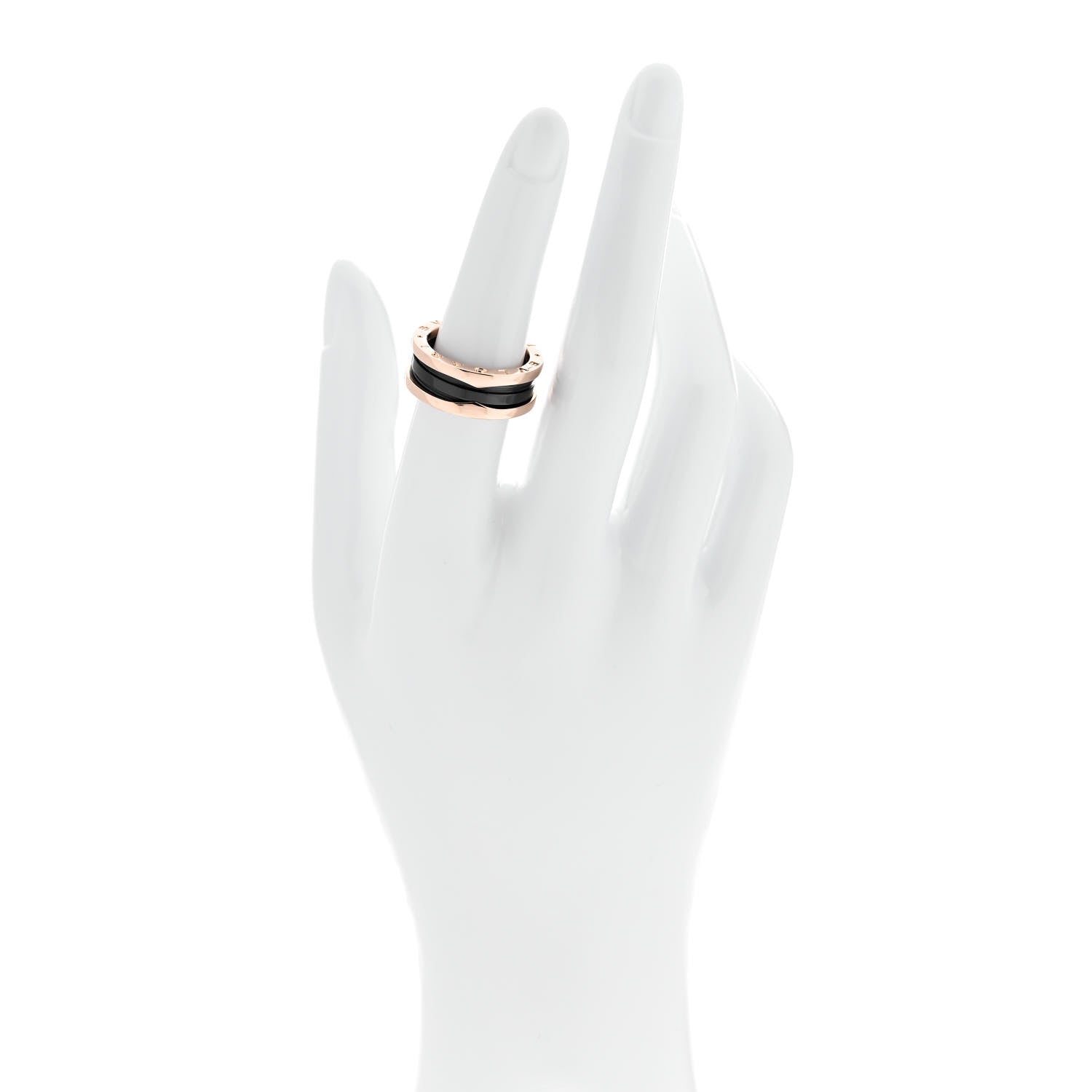 Bulgari 18K Rose Gold Black Ceramic B.Zero1 Two-Band Ring 54 7 2 of 6
