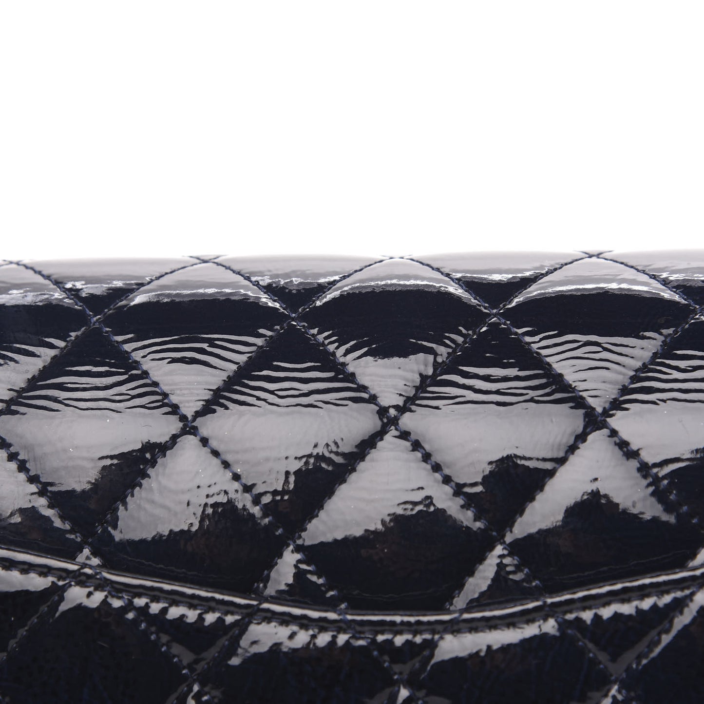 Distressed Patent Quilted Medium Double Flap Navy