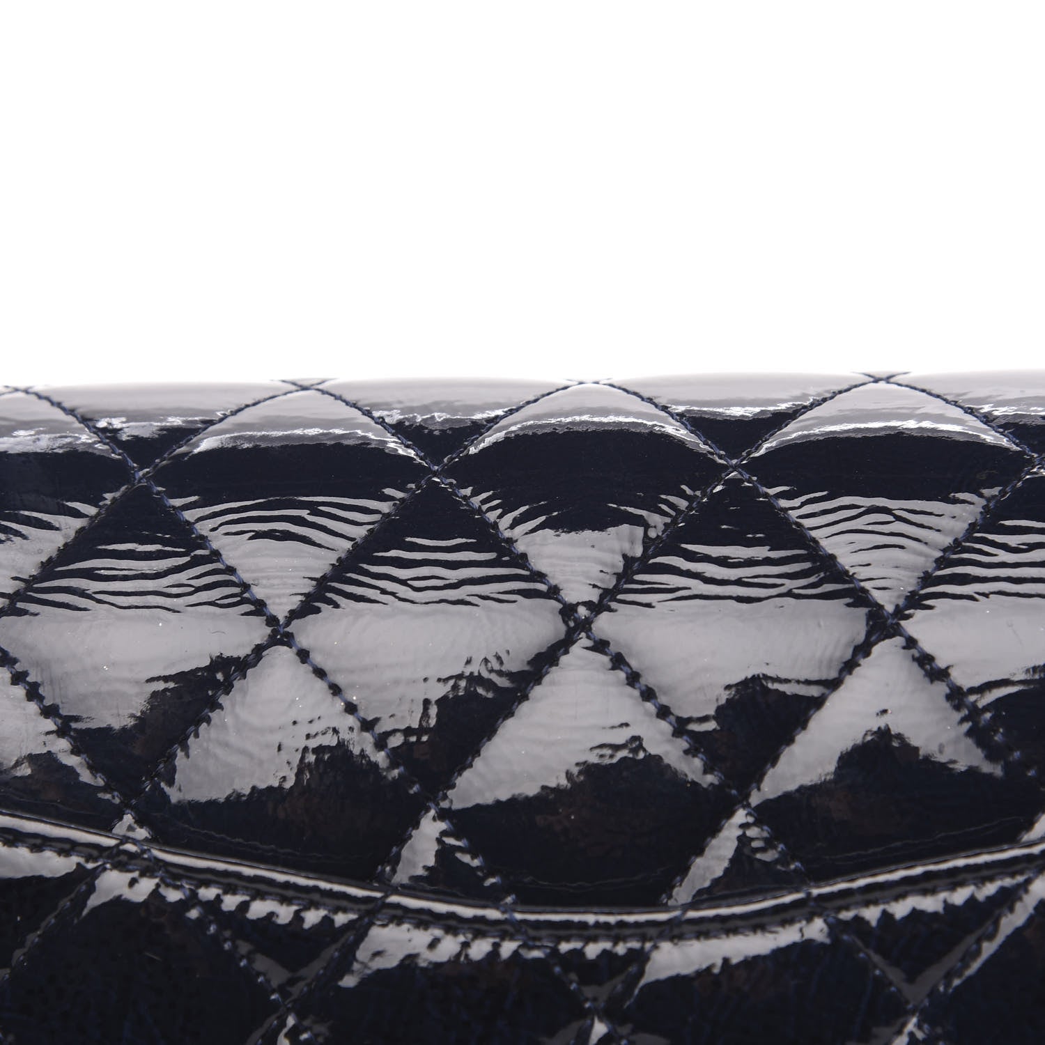 Chanel Distressed Patent Quilted Medium Double Flap Navy 8 of 15