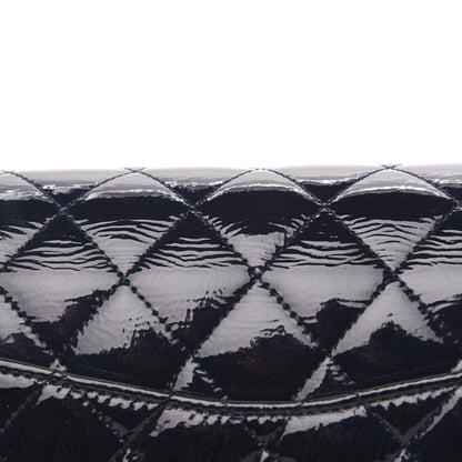 Chanel Distressed Patent Quilted Medium Double Flap Navy 8 of 15
