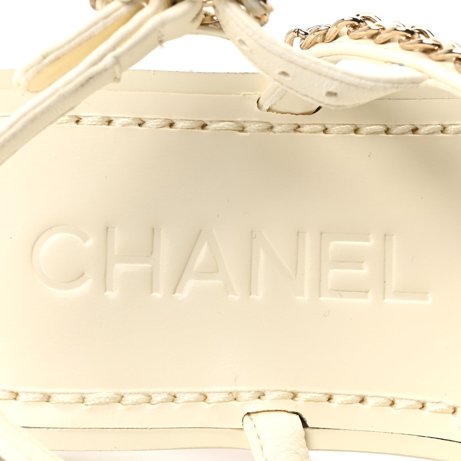 Chanel Lambskin CC Chain Flat Sandals 36.5 Ivory 8 of 9