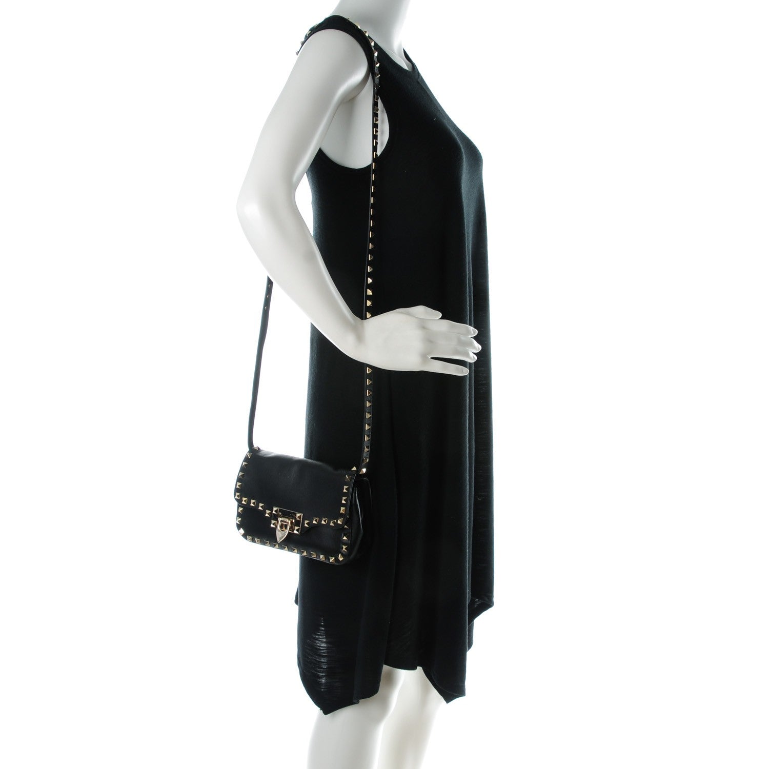 Valentino Garavani Vitello Mini Rockstud Flap Saddle Crossbody Bag Black 2 of 7