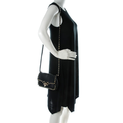 Valentino Garavani Vitello Mini Rockstud Flap Saddle Crossbody Bag Black 2 of 7