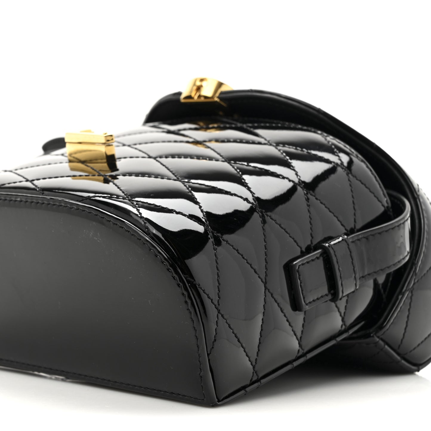 Patent Matelasse Monogram June Box Bag Black