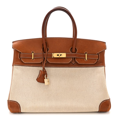 Hermes Toile Barenia Birkin 35 Fauve 1 of 19