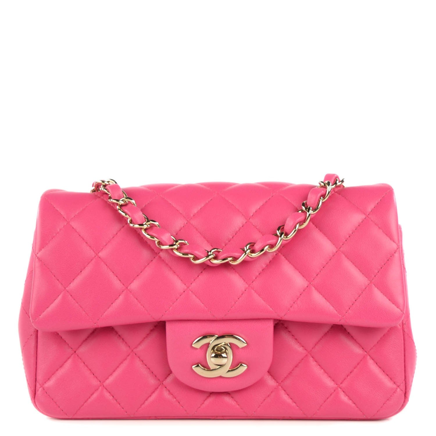 Chanel Lambskin Quilted Mini Rectangular Flap Fuchsia 1 of 9