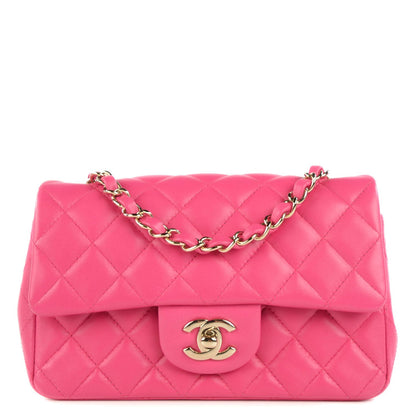 Chanel Lambskin Quilted Mini Rectangular Flap Fuchsia 1 of 9