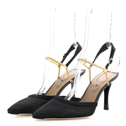 Fendi Mesh Chain 85mm Slingback Pumps 39 Black 4 of 8