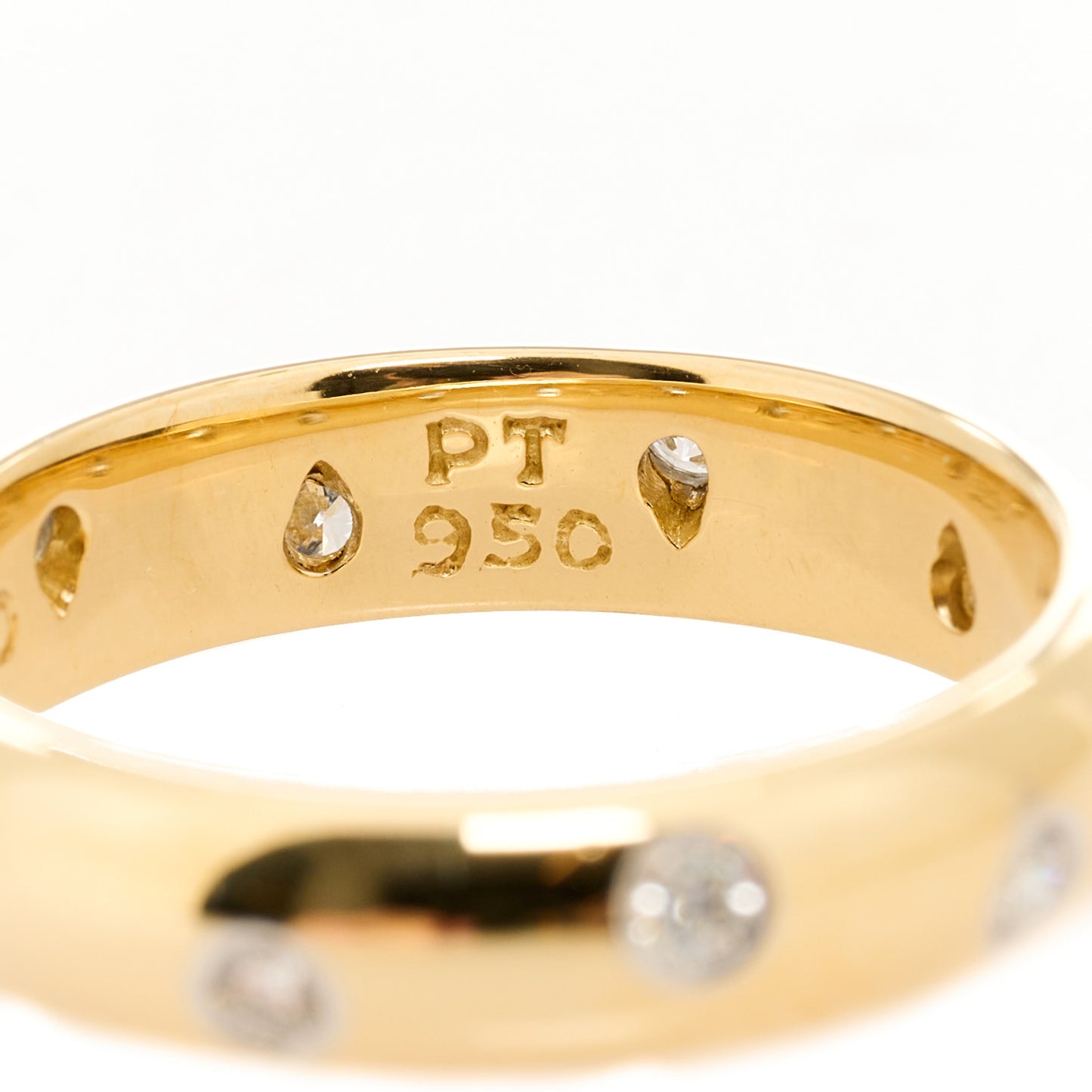 18K Yellow Gold Platinum Diamond 4mm Etoile Band Ring 50 5.25