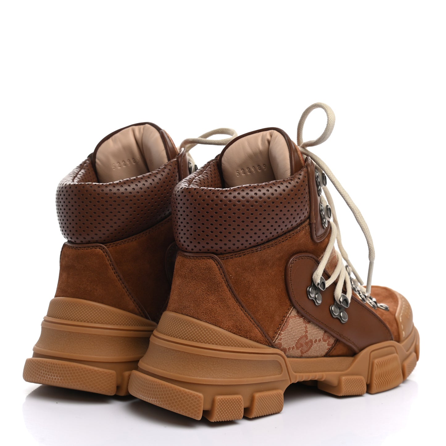 X SEGA Suede Calfskin GG Monogram Womens Flashtrek High-Top Sneakers 36 New Cuir Beige Ruggine