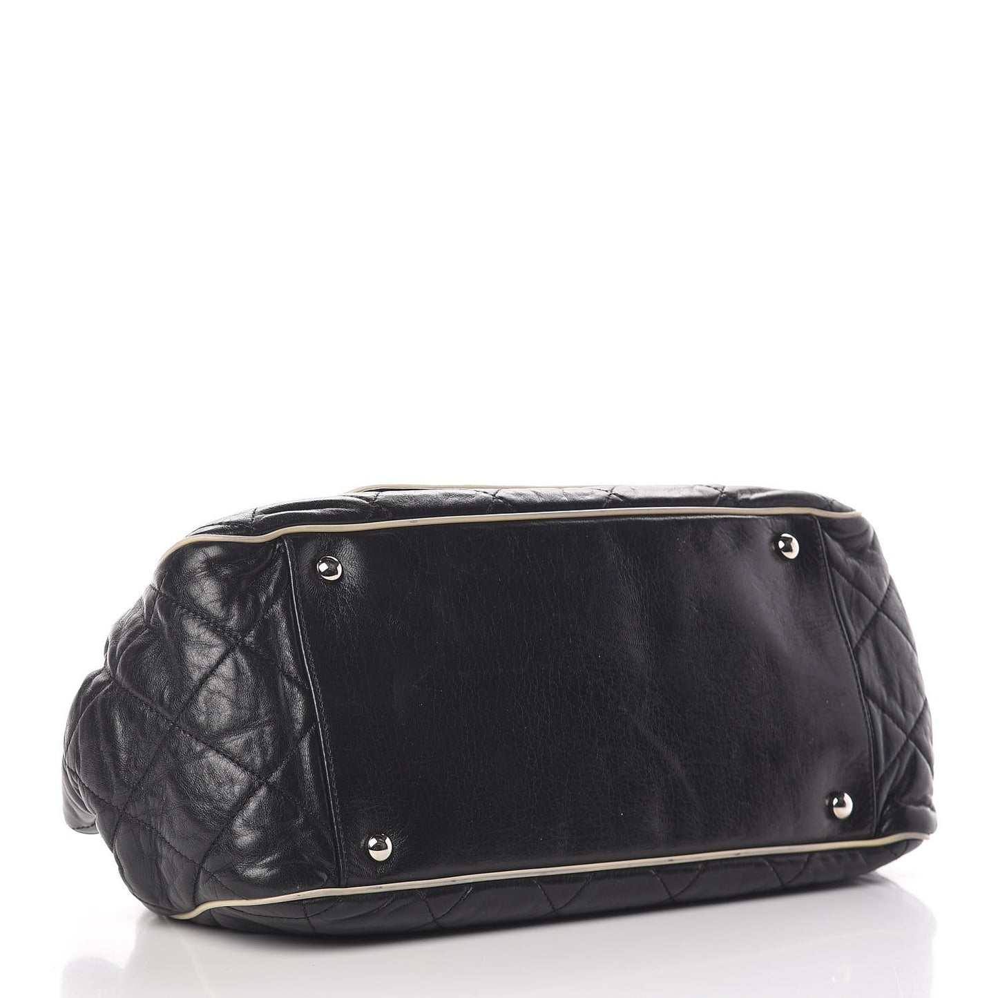 Lambskin Quilted East West Accordion Flap Black